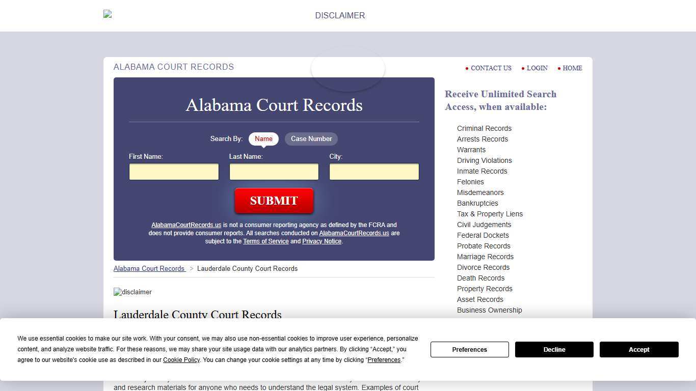 Lauderdale County Court Records AlabamaCourtRecords.us